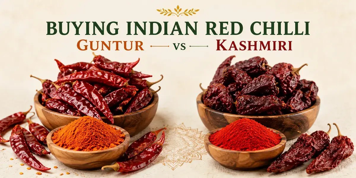 Indian red chilli — Guntur and Kashmiri dried chillies and powder — buyer guide by VKRUND ENTERPRISE