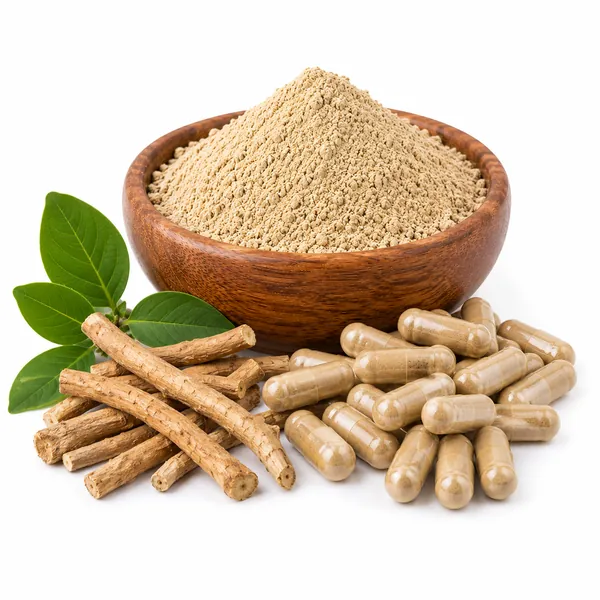 Ashwagandha (Withania somnifera) capsules with root powder and roots — VKRUND ENTERPRISE, private-label supplier & exporter from India