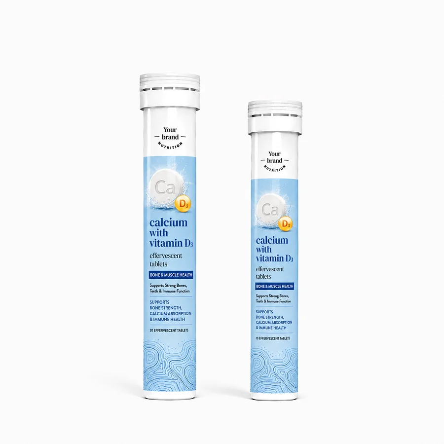Calcium With Vitamin D3 Effervescent Tablets — VKRUND ENTERPRISE effervescent tablets, private-label supplier India