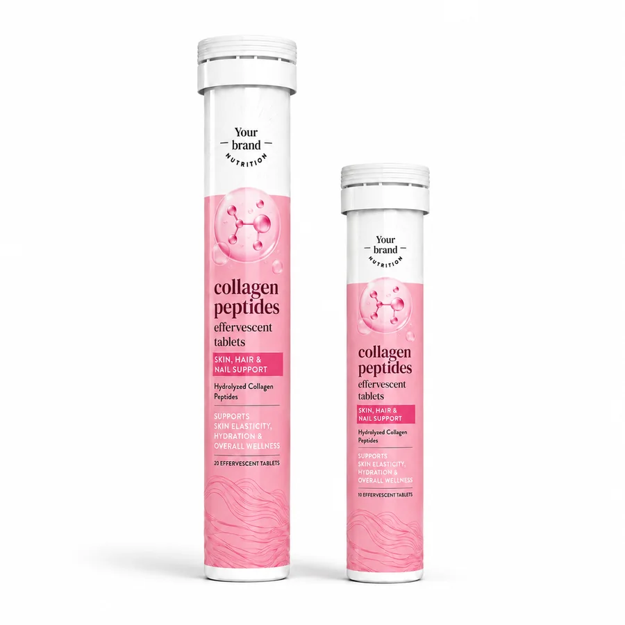 Collagen Peptides Effervescent Tablets — VKRUND ENTERPRISE effervescent tablets, private-label supplier India