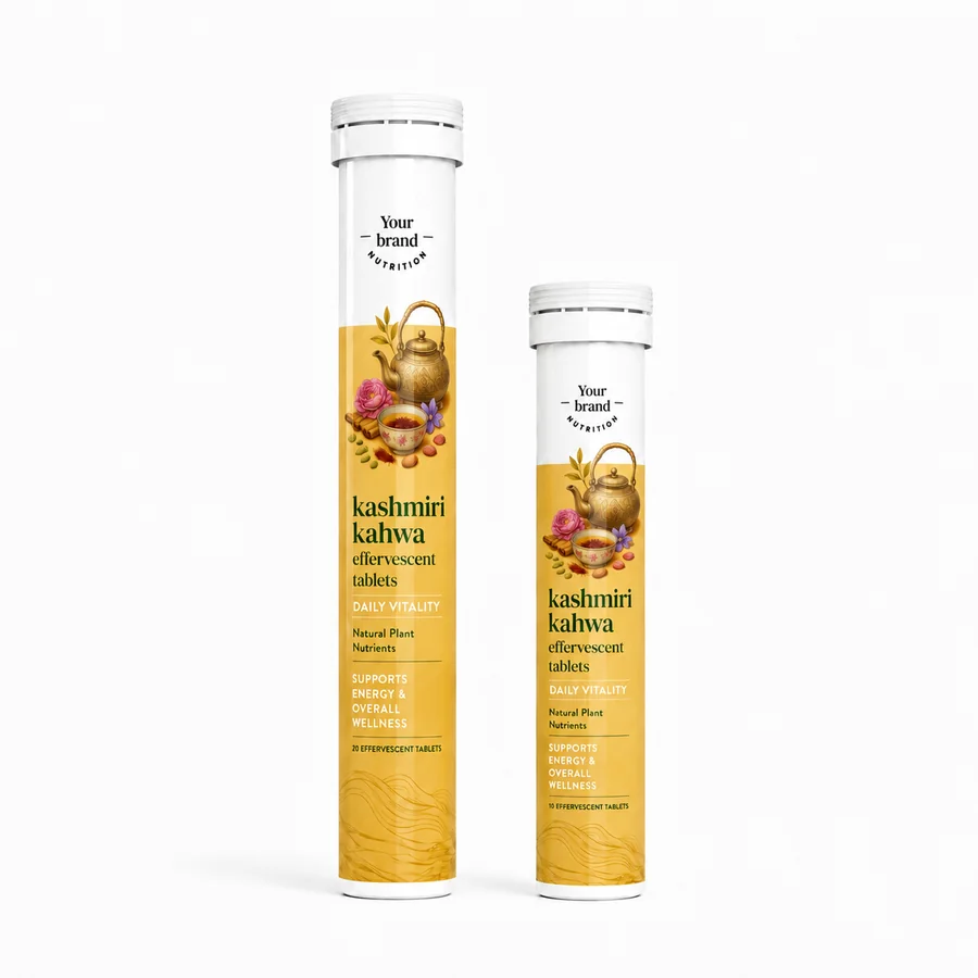 Kashmiri Kahwa Effervescent Tablets — VKRUND ENTERPRISE effervescent tablets, private-label supplier India