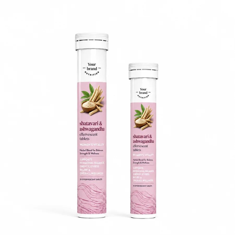 Shatavari & Ashwagandha Effervescent Tablets — VKRUND ENTERPRISE effervescent tablets, private-label supplier India