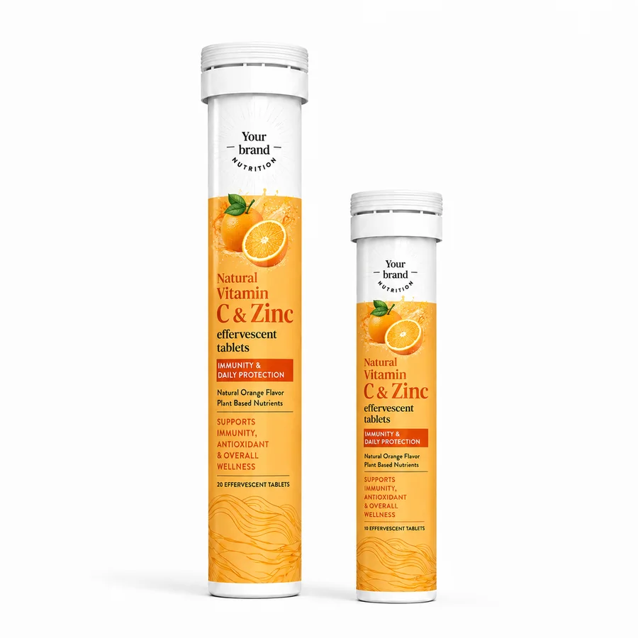 Natural Vitamin C & Zinc Effervescent Tablets — VKRUND ENTERPRISE effervescent tablets, private-label supplier India