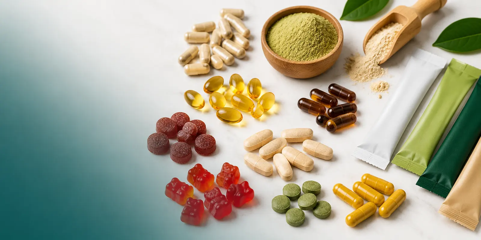 Nutraceutical finished formats by VKRUND ENTERPRISE — capsules, softgels, gummies, effervescent tablets and sachets — supplement contract manufacturer & exporter from India