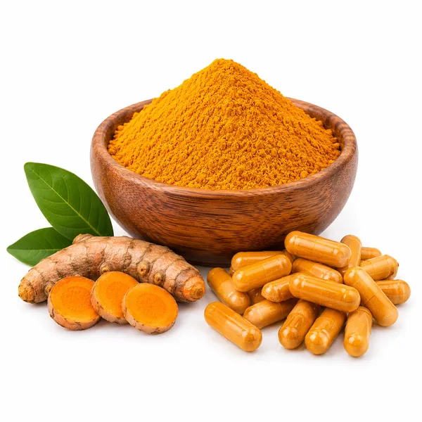 Turmeric / Curcumin capsules (95% curcuminoids) with turmeric root and powder — VKRUND ENTERPRISE, private-label supplier & exporter from India
